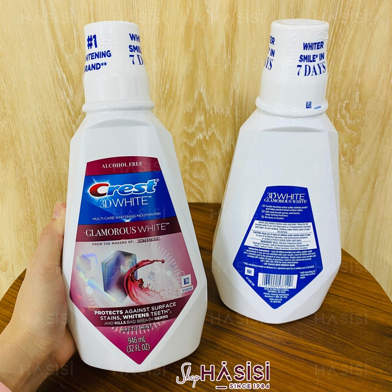 NƯỚC SÚC MIỆNG CREST 3D WHITE GLAMOROUS WHITE MULTI CARE WHITENING MOUTHWASH 946ML CHÍNH HÃNG - 9131