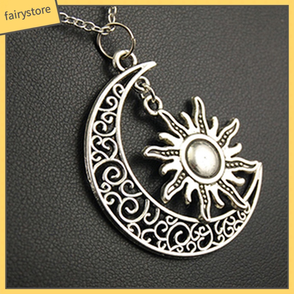 Vòng cổ hợp kim mặt hình mặt trăng mặt trời thiết kế thời trang cổ điển cho nam và nữ