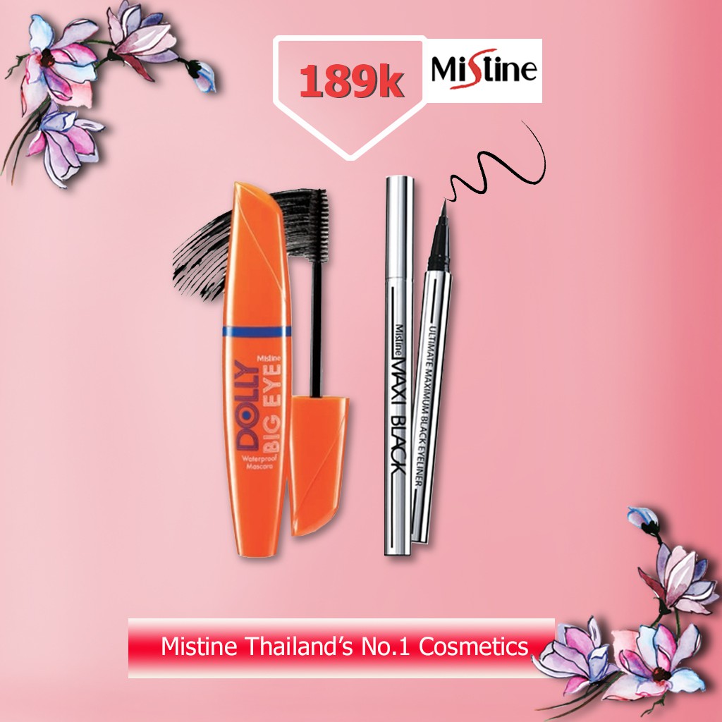 [COMBO CHO MẮT] Kẻ Mắt Nước Và Mascara Mistine Dài Mi Kháng Nước