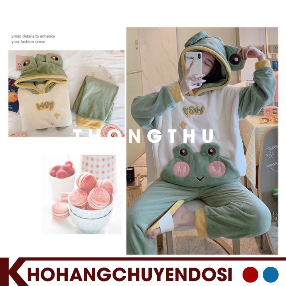 Bộ đồ ngủ mùa đông lông cừu ếch xanh cute ,đồ mặc nhà cho nữ siêu ấm | BigBuy360 - bigbuy360.vn