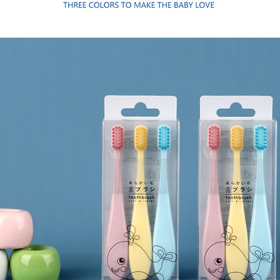 Set 3 bàn chải răng đánh răng mini soft siêu mềm màu macaroon cho bé 2-6 tuổi