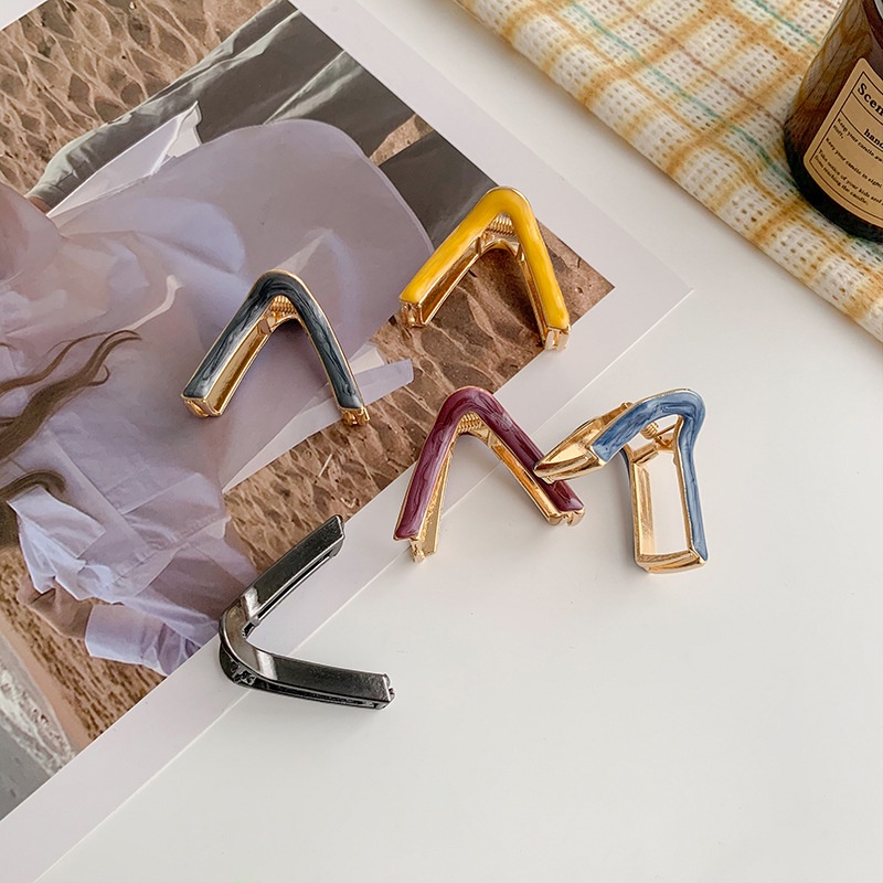 Kẹp Tóc Kim Loại Hình Chữ V Đơn Giản Phong Cách Hàn Quốc Mới