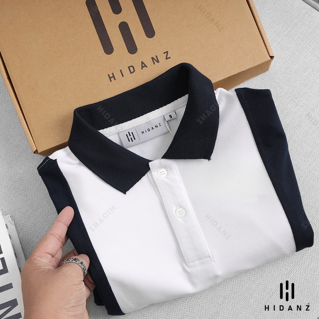Áo Polo nam cổ bẻ HIDANZ vải cotton thoáng mát,không nhăn,sang trọng-lịch lãm Xanh Đen Mix Trắng form Slim Fit - PL.XT02 | BigBuy360 - bigbuy360.vn