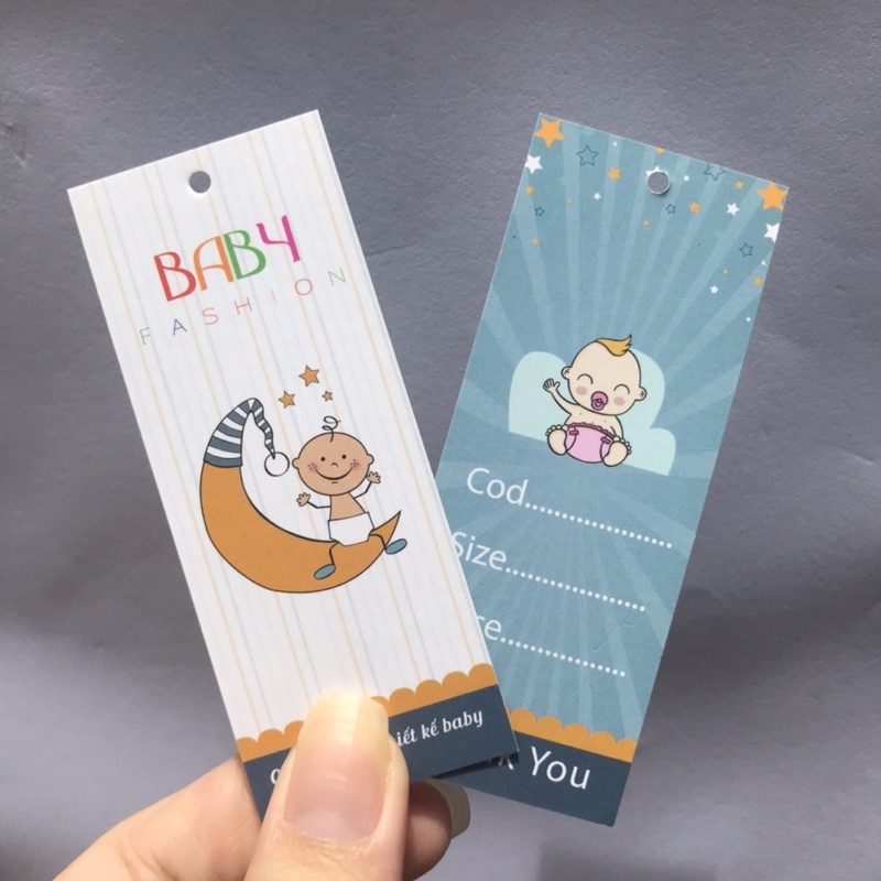 SET bộ 2 NHÃN MÁC TAG QUẦN ÁO-  - Giấy bìa cứng cán màng sang trọNG - set 100 bộ - mẫu 15
