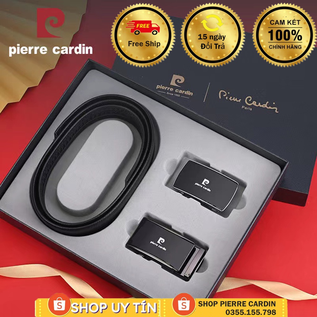 Sét thắt lưng 1 dây 2 mặt Pierre Cardin bằng da bò, hộp đựng sang trọng.