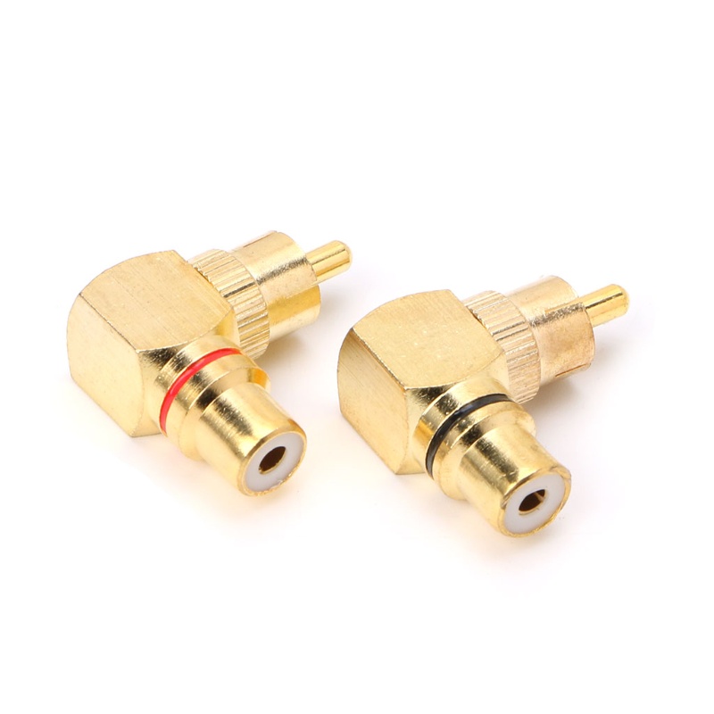 2 Đầu Nối RCA Bẻ Góc 90 Độ Bằng Đồng Thau