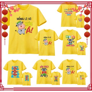 Áo thun tết 2021, áo thun tết tân sửu, áo chúc mừng năm mới, vải cotton mịn mát, áo thun nam nữ