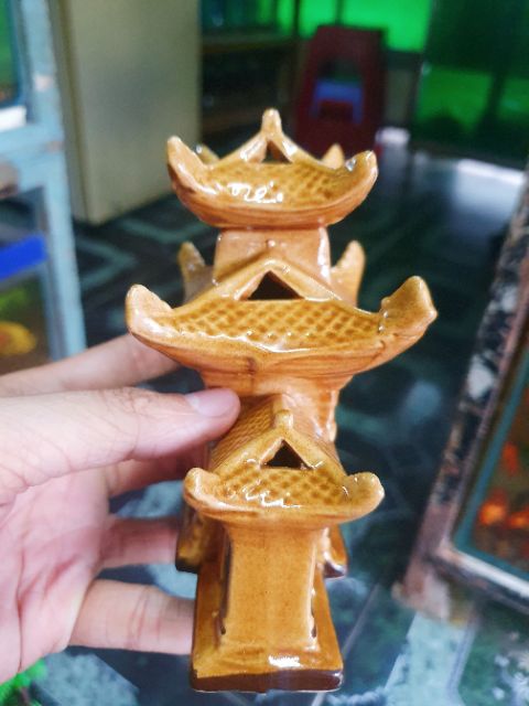 CỔNG TAM QUAN TRÁNG MEN TRANG TRÍ HỒ CÁ NON BỘ 14X6X13CM