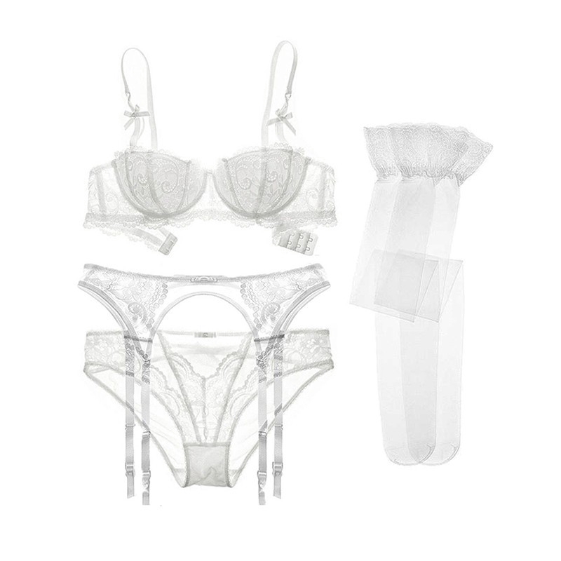 Bộ đồ lót Varsbaby cho nữ gồm áo ngực + quần lót + đai + tất quyến rũ