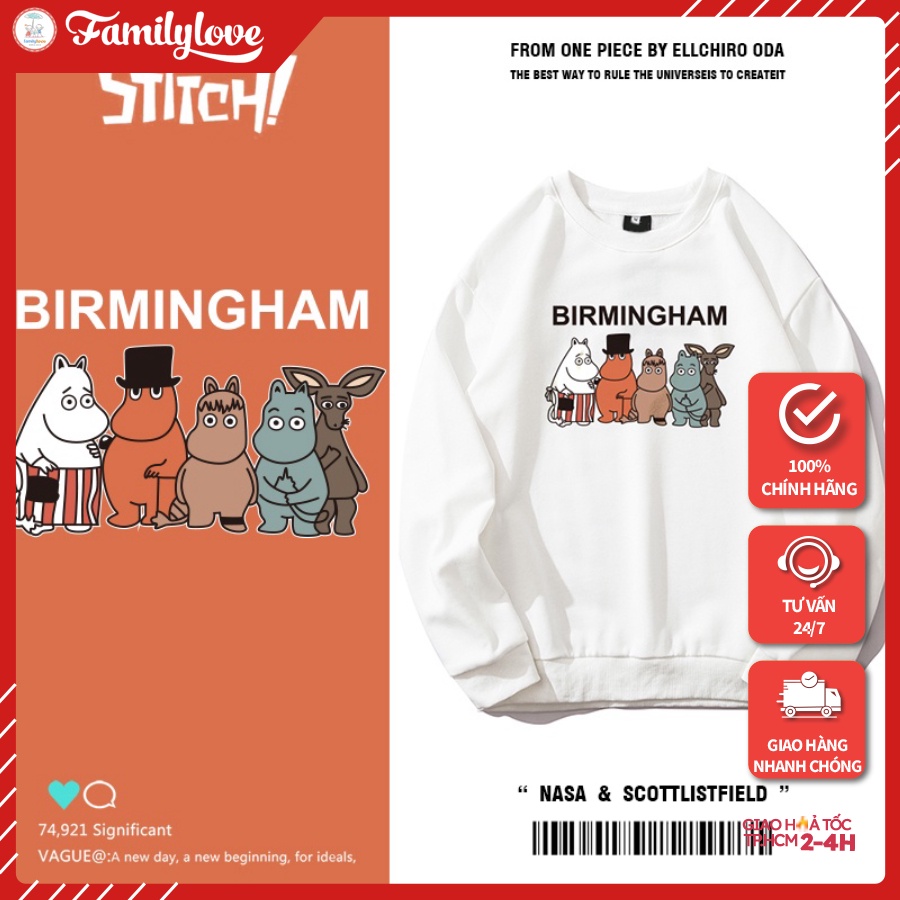 Áo Sweater Nam/Nữ Familylove - Áo Sweater Unisex dày dặn ấm áp BIRMINGHAM  Chất Nỉ Da Cá 100% Cao Cấp