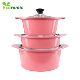 Bộ 3 nồi đáy từ Ecoramic( 20/22/24cm)