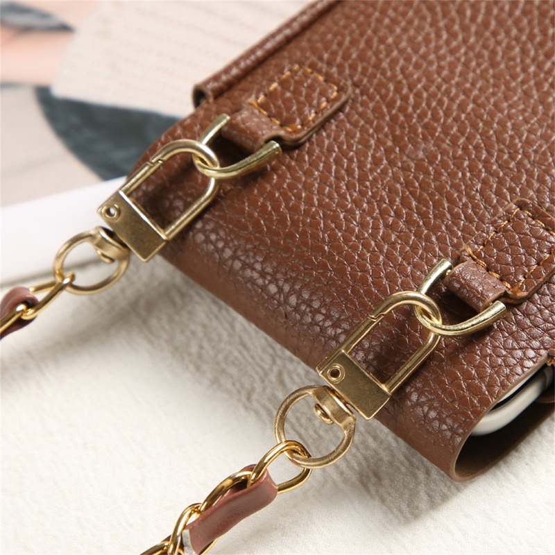 Bao Da Điện Thoại Dạng Ví Sang Trọng Phong Cách Retro Cho Samsung Galaxy Z Flip 3 4 5G