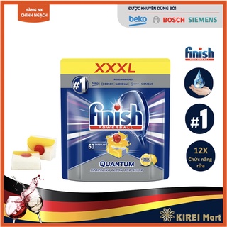 Viên rửa bát Finish Quantum 60v hương Chanh xứng đáng là viên rửa bát có sức mạnh tổng hợp tốt hiện nay.