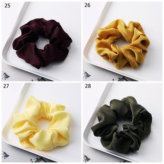 Dây buộc tóc bằng lụa satin màu trơn dễ thương dành cho nữ