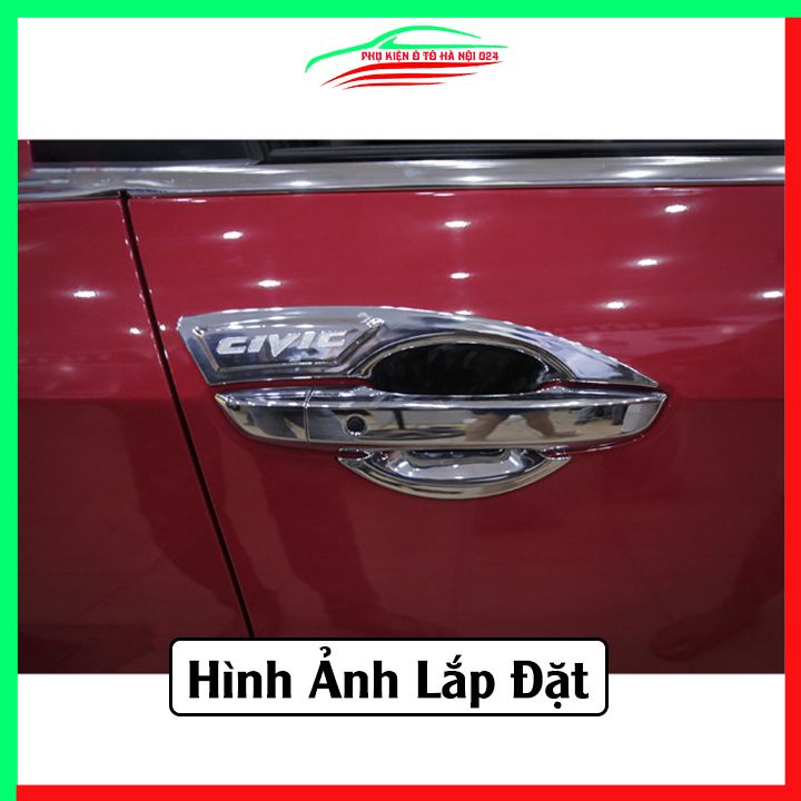 Bộ 4 ốp tay nắm cửa mạ crom Civic 2012-2015 sáng bóng chống trầy bảo vệ cửa xe ô tô