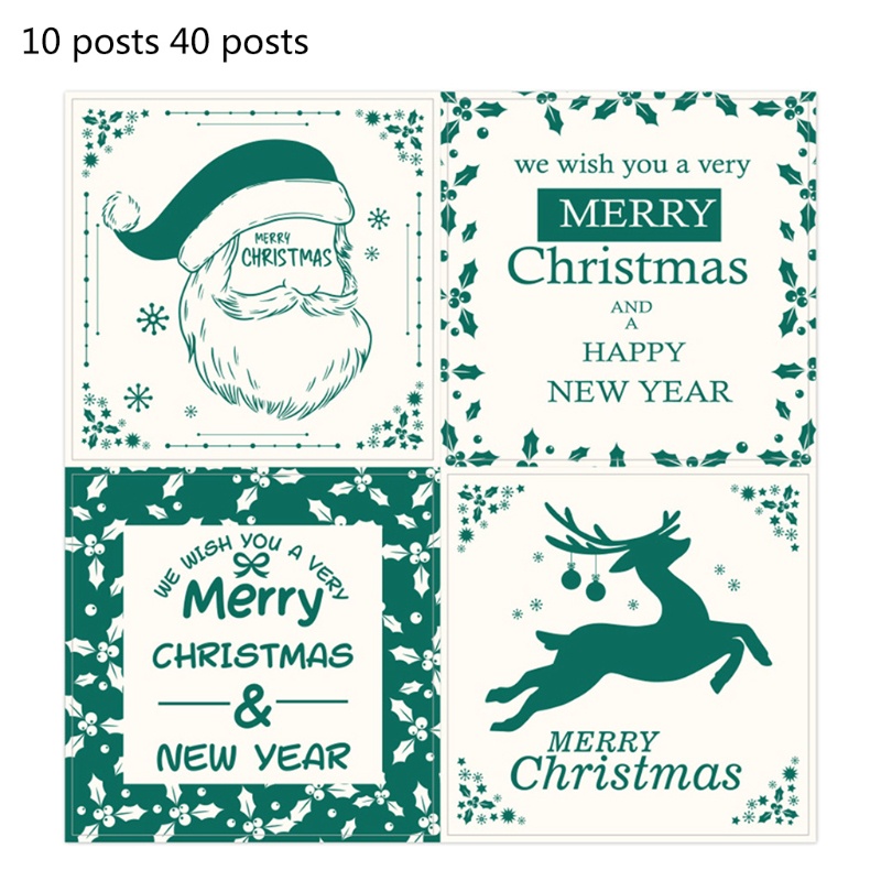 Set 40 miếng dán trang trí hộp quà giáng sinh hình vuông in chữ Merry Christmas