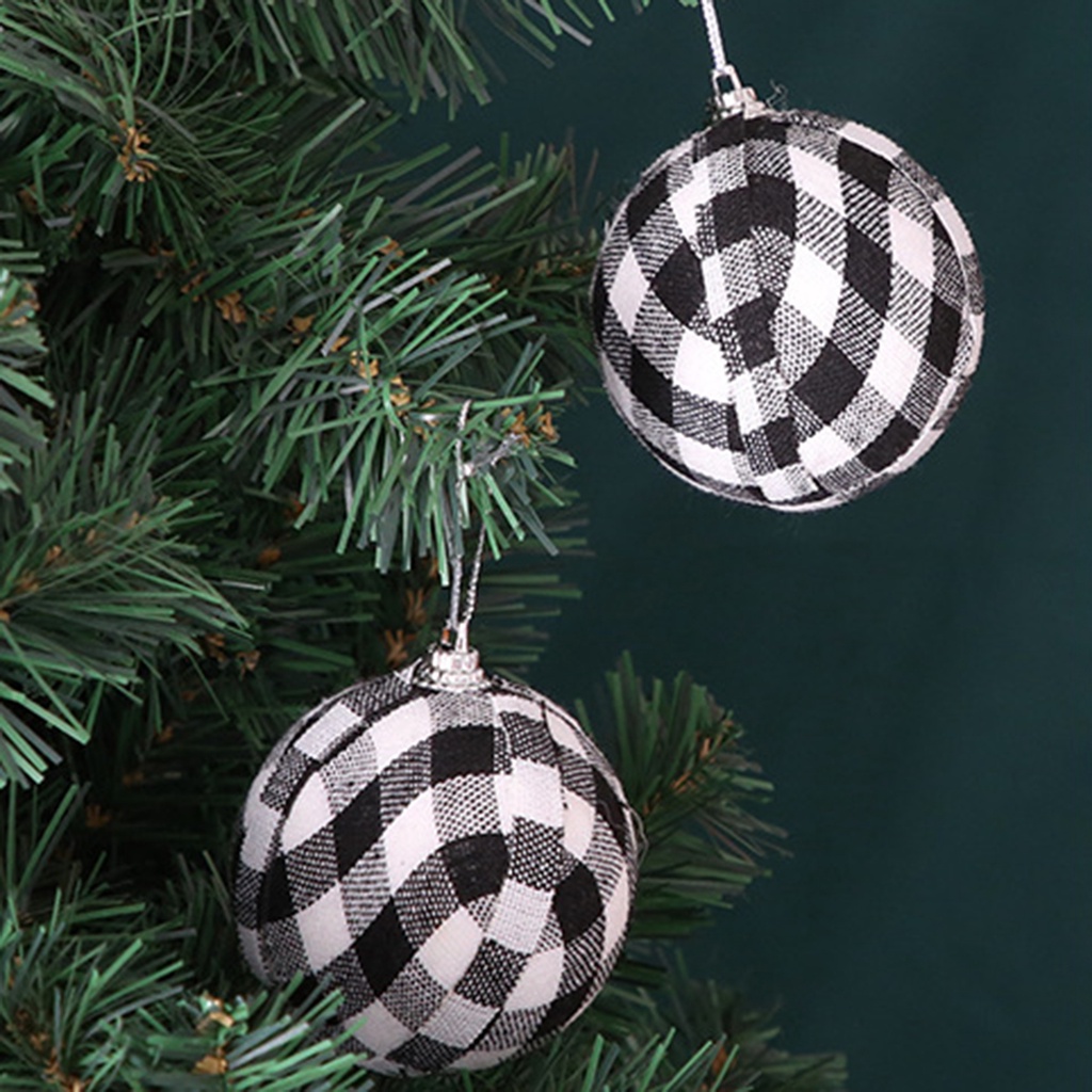 Set 6 Trái Châu Màu Trắng / Đen 7cm Trang Trí Cây Thông Noel