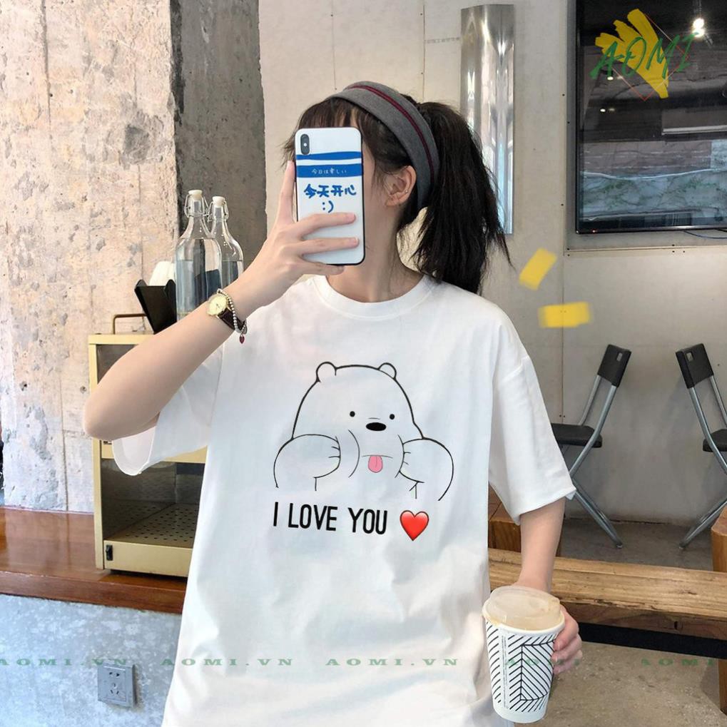 (BÁN CHẠY) ÁO THUN UNISEX GAU I LOVE YOU Grizzly Panda và Ice Bear PHÔNG NAM NỮ độc đẹp giá TỐT