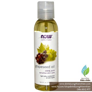 Dầu Hạt Nho Now Grapeseed Oil 100% Pure Sensitive Skin Care 118ml