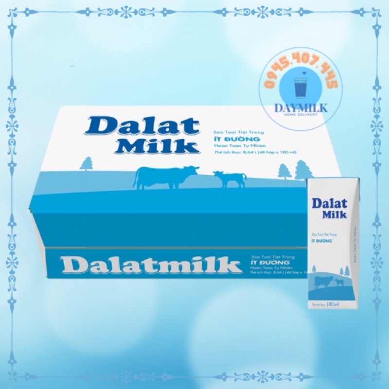 Thùng 48 hộp Sữa Tươi Tiệt Trùng Dalat Milk 180ml