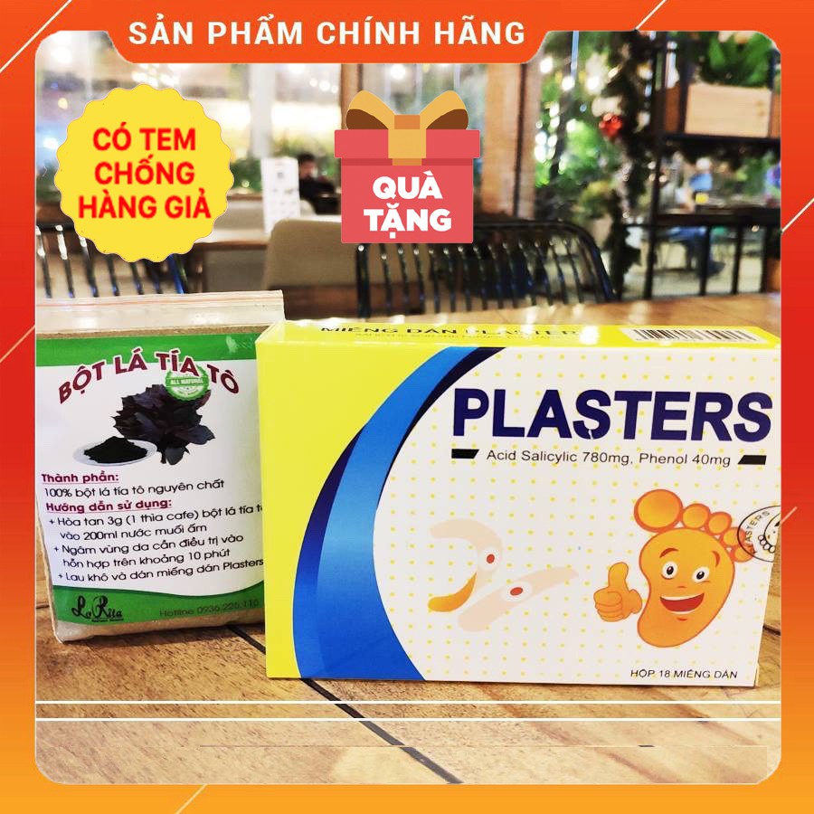 Miếng dán mụn cóc, mắt cá chân Plasters và bột tía tô để ngâm mụn - Hộp 18 miếng