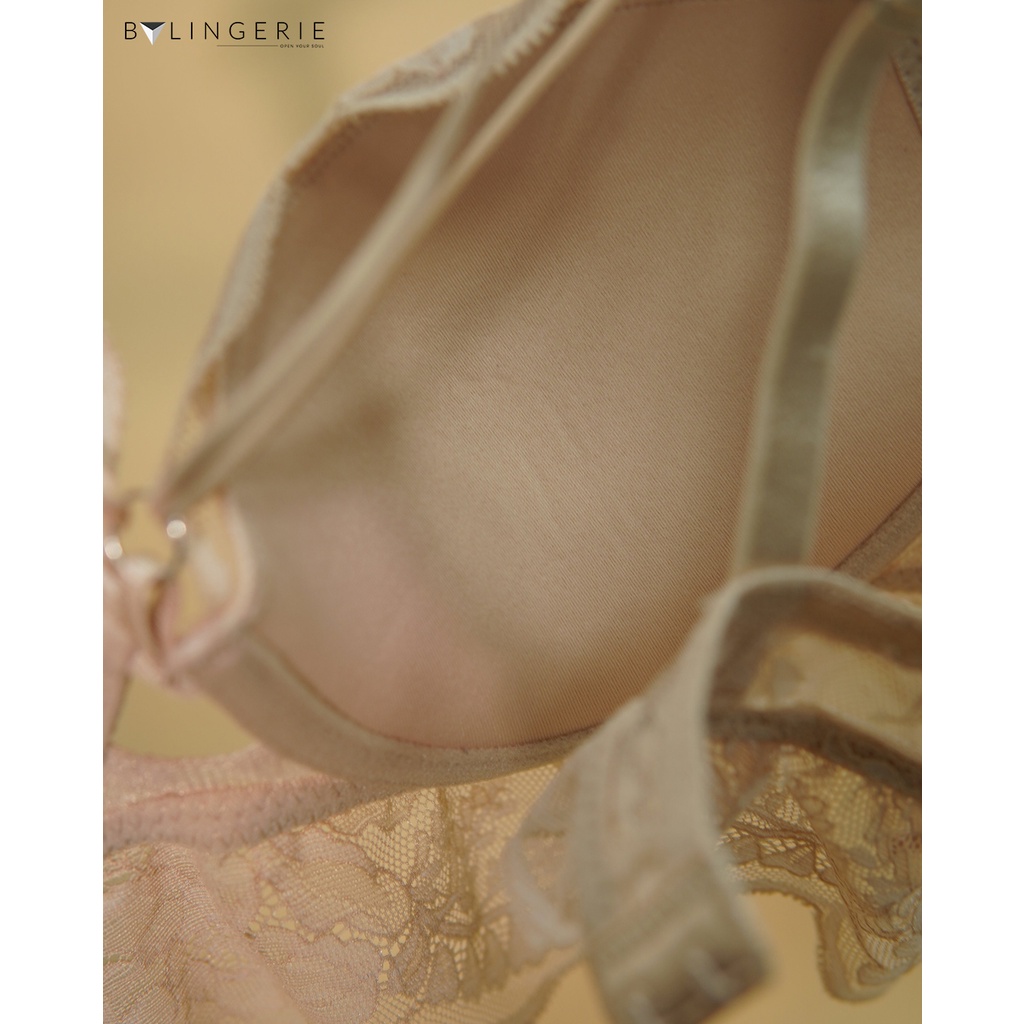 Bộ đồ lót ren nữ BY LINGERIE màu nude có gọng độn mút dày siêu nâng ngực B226 | BigBuy360 - bigbuy360.vn