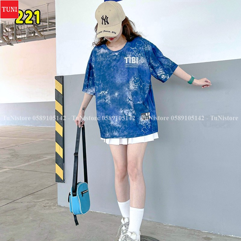 Áo thun tay lỡ phông rộng màu loang unisex nam nữ vải cotton form oversize ATL4