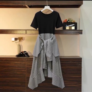 Bigsize M-4XL Đầm dáng dài xoè tầng buộc eo cách điệu