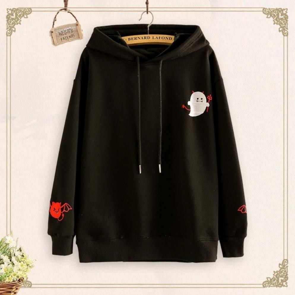 Áo khoác nỉ hoodie trơn unisex  in hình quỷ dơi cute, form unisex cho nam và nữ KN19 | BigBuy360 - bigbuy360.vn