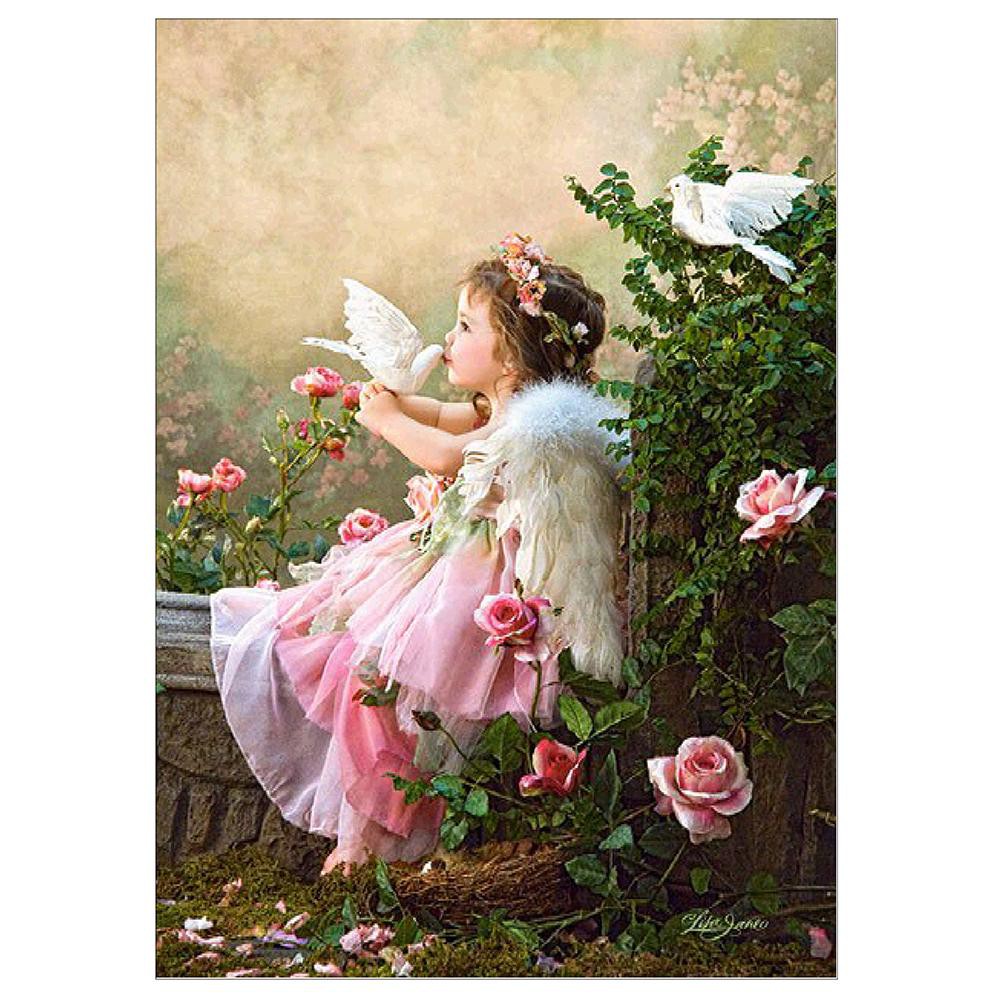 Bộ tranh đính đá tự làm kiểu dáng cô gái xinh xắn dễ thương 5D