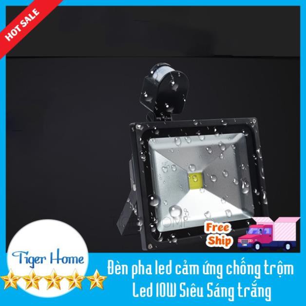 Đèn pha led cảm ứng chống trộm Led 10W Chống nước có điều chỉnh thời gian và sáng ngày đêm loại cao cấp