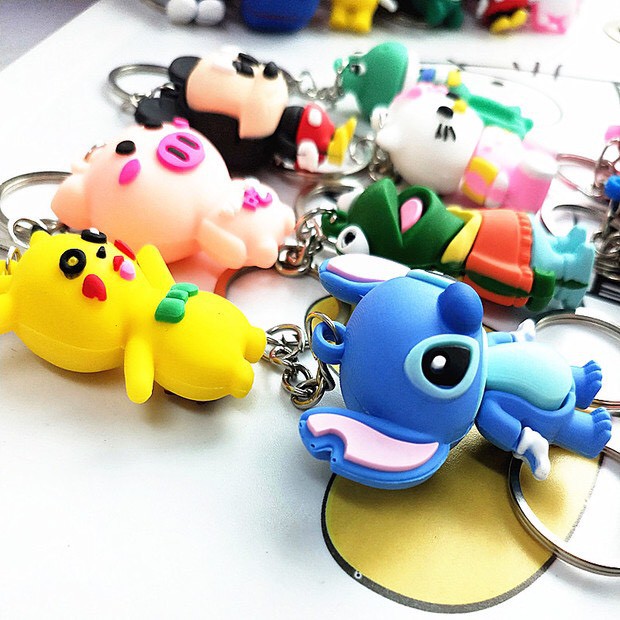 Móc khóa nhựa dẻo 2 mặt hình động vật đáng yêu