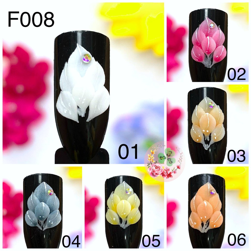 Hoa nail - Mẫu: F008 . Hoa bột góc đính móng siêu xinh.