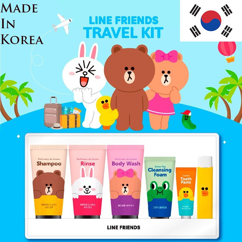 LINE FRIENDS Set 5 Món Đồ Dùng Vệ Sinh Cá Nhân Tiện Dụng Mang Đi Du Lịch