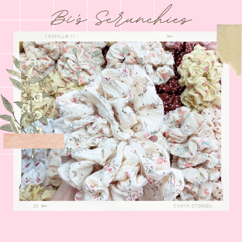 [Handmade] Scrunchies buộc tóc Muslin cao cấp họa tiết dễ thương hot trend