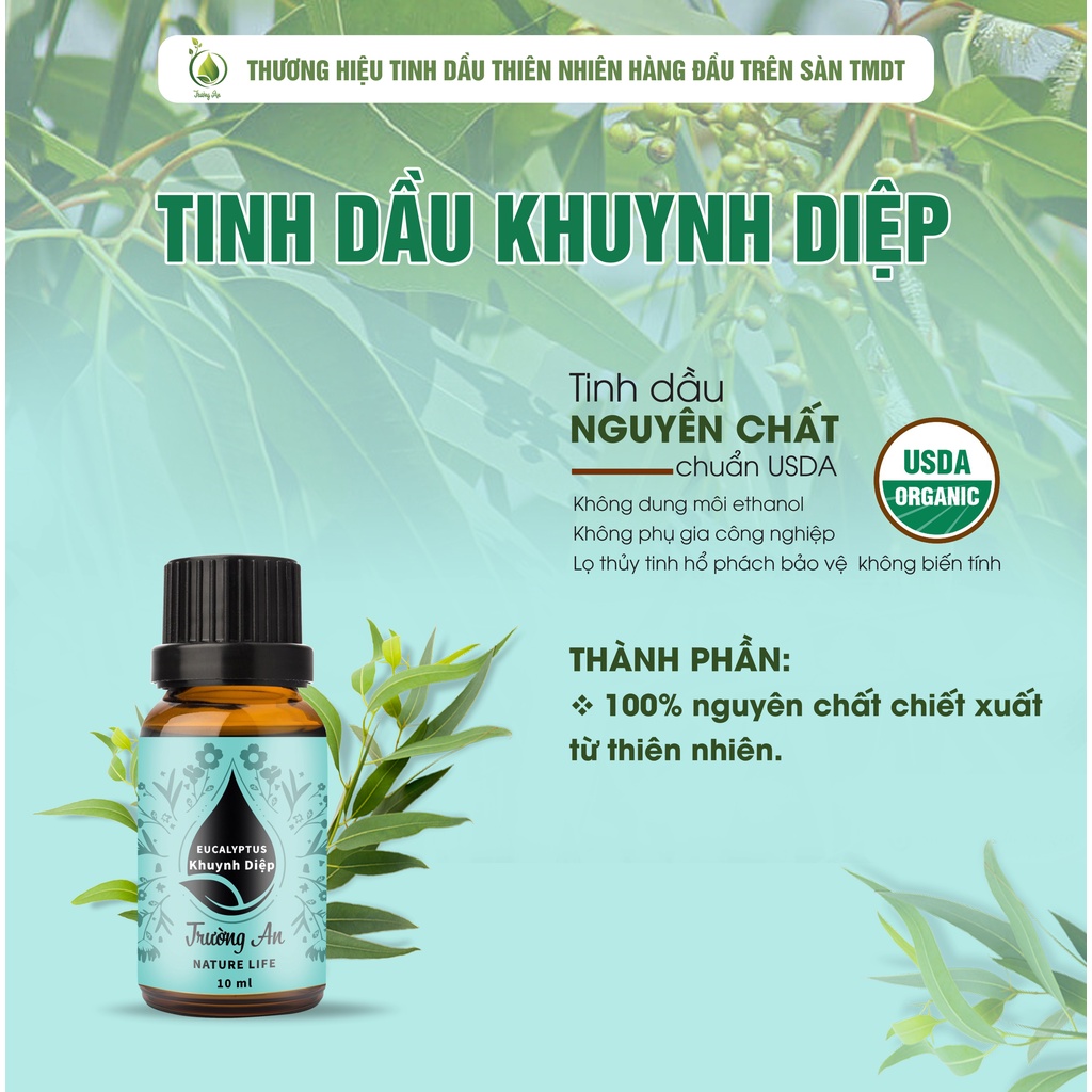 Tinh dầu thiên nhiên Khuynh Diệp Trường An, Eucalyptus Essential Oil, Nhập Khẩu Ấn Độ, dung tích 10/30/50ml