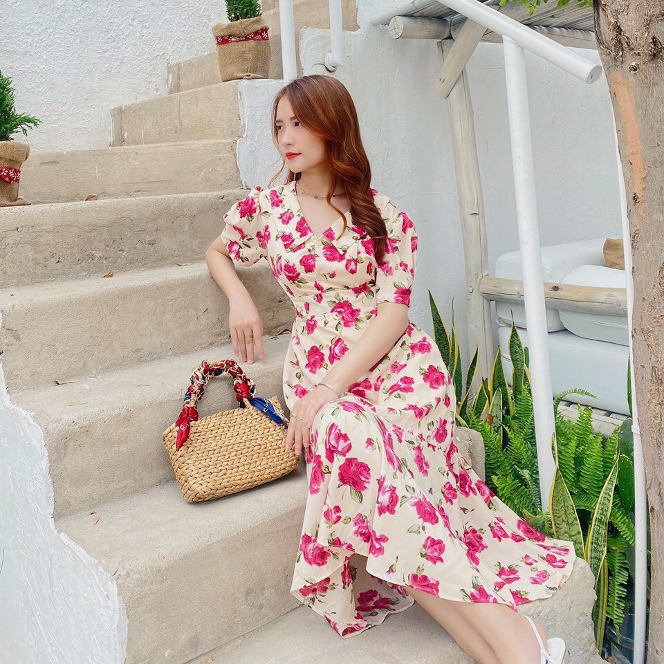 Đầm Maxi hoa, đi tiệc, đầm đuôi cá tôn dáng cho các chị diện Tết VINTAGE STORE | BigBuy360 - bigbuy360.vn