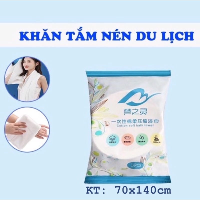 Khăn Tắm Nén Du Lịch tiện ích giãn nở khi cho vào nước nhỏ gọn để mang theo siêu sạch có thể tái sử dụng