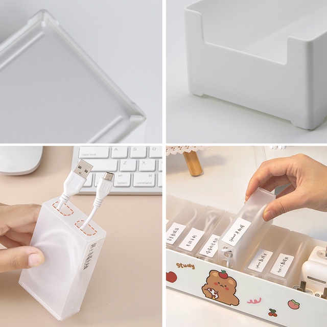 Hộp đựng sắp xếp dây cáp tai nghe để ngăn kéo bàn có nhãn đánh dấu