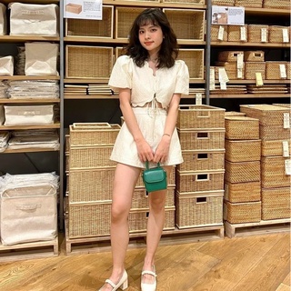 Set áo croptop gấm gợn sóng + short