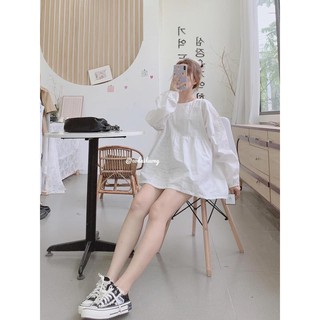 Áo babydoll tay bèo tiểu thư Ulzzang