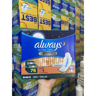 Băng Vệ Sinh Ban Ngày Always Ultra Thin Advanced Long Pads 88 miếng & Overnight Pads 76 miếng