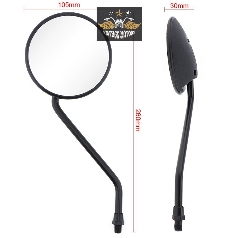 Gương tròn xe máy mặt kính vỏ nhựa gắn lỗ chân gương cho xe máy độ cafe racer tracker win