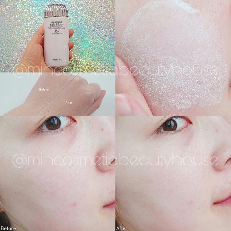 Kem chống nắng dạng sữa Missha All Around Safe Block Velvet Finish Sun Milk SPF50+/PA++++