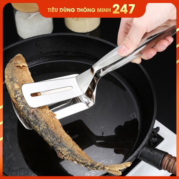 Kẹp Gắp Đồ Ăn Bằng Inox,  Chiên Xẻng Nướng, Gắp Đồ Nóng Như Steak, Cá Rán, Thịt Nướng