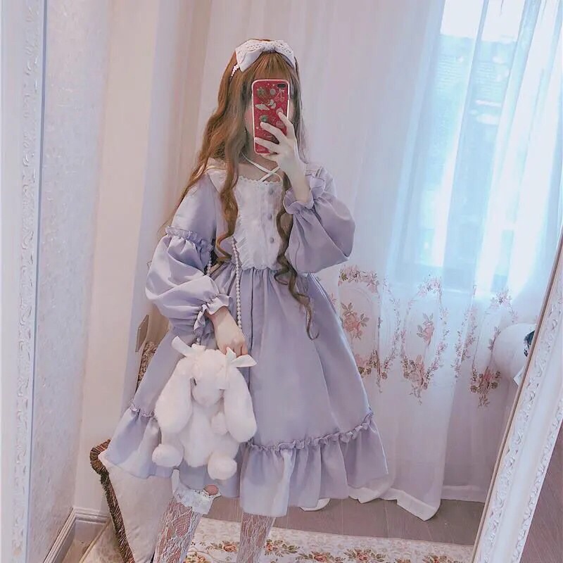 Váy Lolita dây buộc cổ