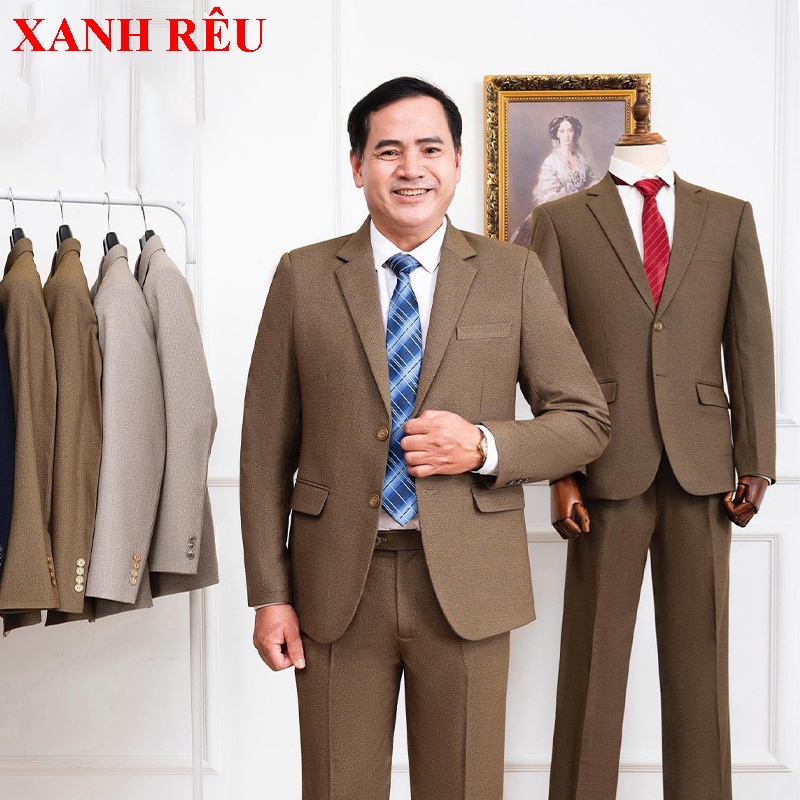 Bộ áo Vest Hồng Ngọc nam trung niên, Vest nam trung niên cao cấp