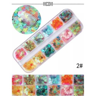 set lá phong trang trí đồ nail, set lấp lánh