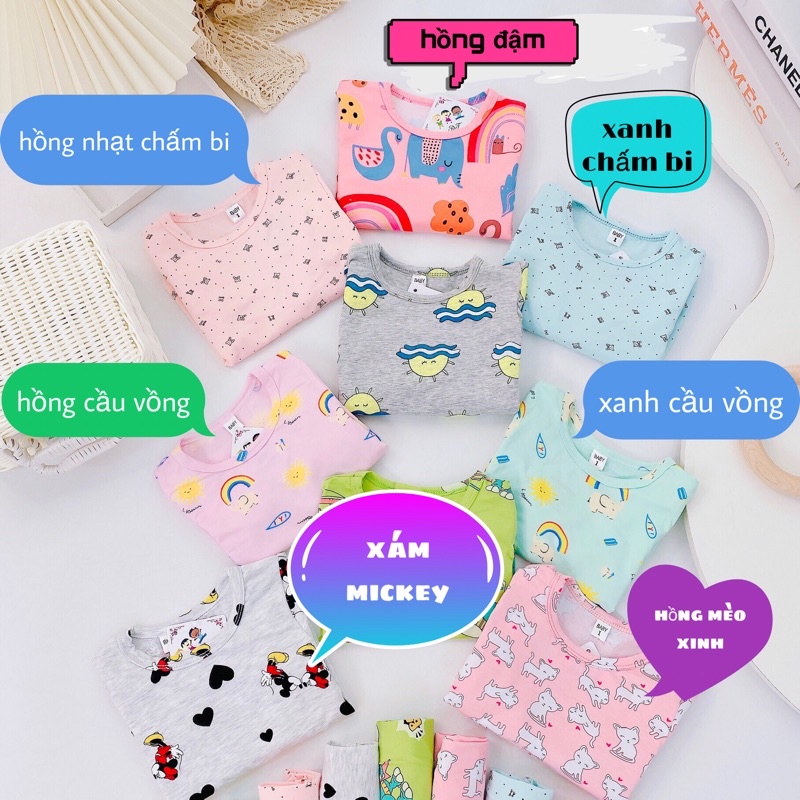 SALE!! Đồ ngủ cotton cho bé ❤️ freeship ❤️ bộ dài tay cho bé trai bé gái