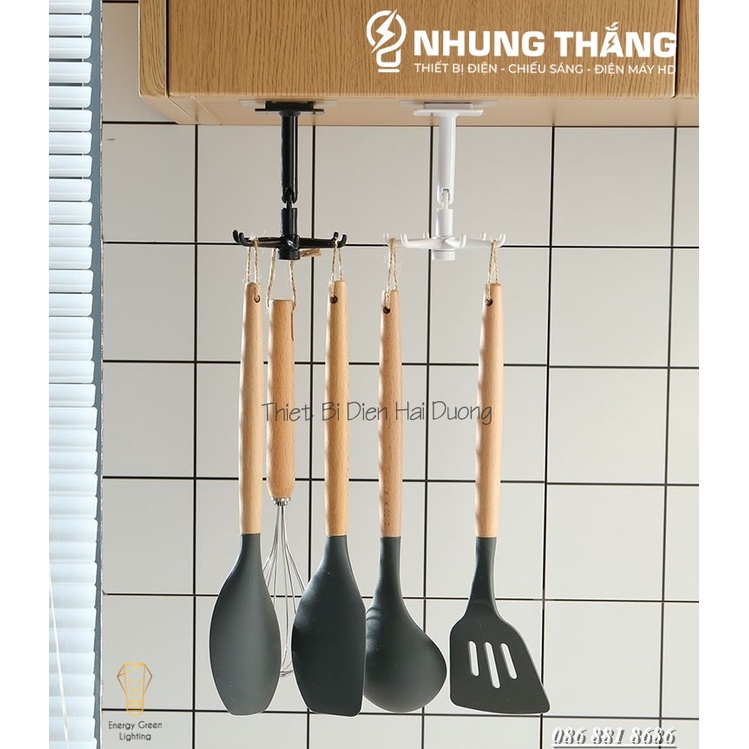 Miếng Dán Nhựa 6 Móc Treo Tường Dễ Thương - Xoay 360 độ - Để Chìa Khóa,Treo Quần Áo,Móc Khóa, Kính, Phụ Kiện